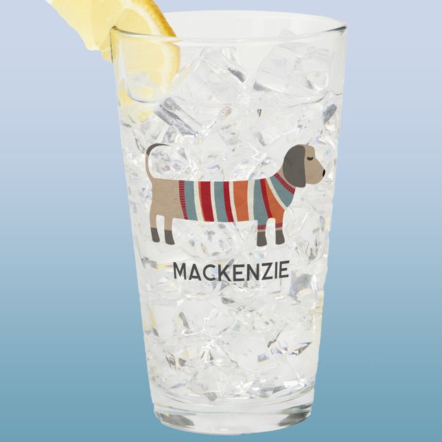 Dachshund Sausage Wiener Dog Personalised Glass (Dachshund Sausage or Wiener dog personalized drink or beer glass)