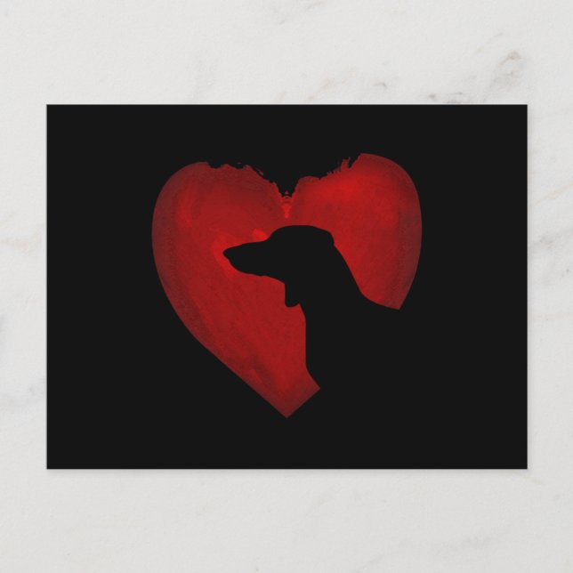 Dachshund shape With vintage Heart Valentine Gift Postcard (Front)