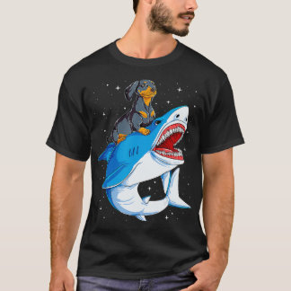 Dachshund Shark Kids Boys Men Space Galaxy Jawsome T-Shirt