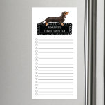 Dachshund Shopping List Magnetic Notepad<br><div class="desc">Adorable things to fetch Dachshund dog with a black chalkboard frame personalised with your name.</div>