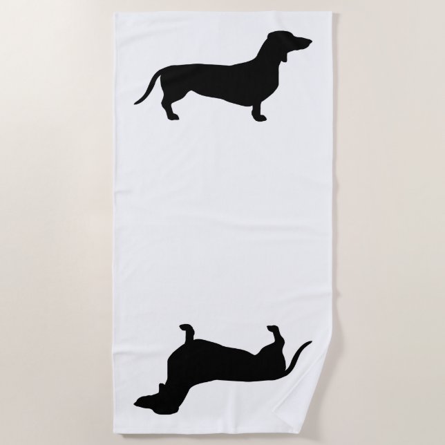 Dachshund Short Hair - Silhouette 1 Beach Towel (Front)
