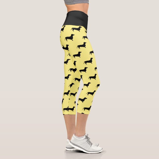 Dachshund Short Hair - Silhouette 1 Capri Leggings (Right)