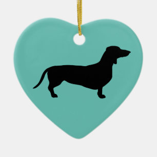 Dachshund Short Hair - Silhouette 1 Ceramic Tree Decoration
