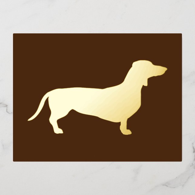 Dachshund Short Hair - Silhouette 1 Foil Holiday Postcard (Front)