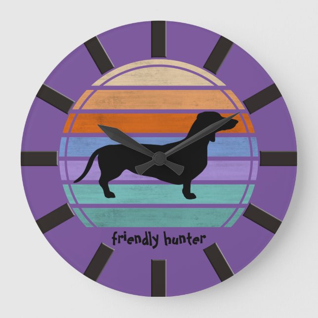 Dachshund Short Hair - Silhouette 1 Large Clock (Front)