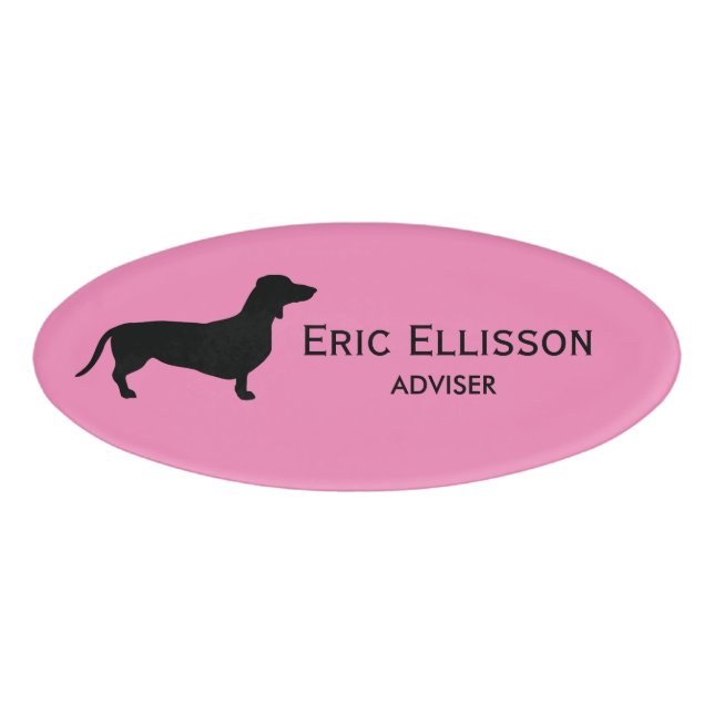 Dachshund Short Hair - Silhouette 1 Name Tag (Front)