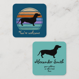 Dachshund Short Hair - Silhouette 1 Square Business Card