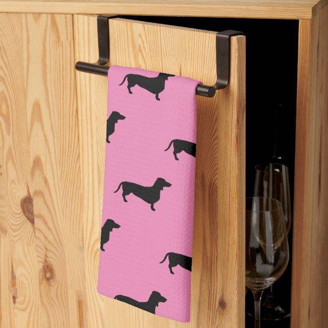 Dachshund Short Hair - Silhouette 1 Tea Towel (Thirds Fold)