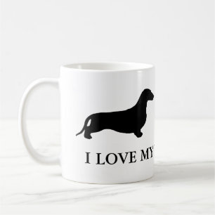 Dachshund silhouette black + your ideas coffee mug