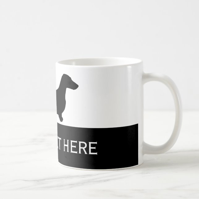 Dachshund silhouette black + your ideas coffee mug (Right)