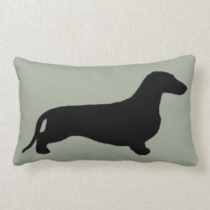 Dachshund silhouette black + your ideas lumbar cushion