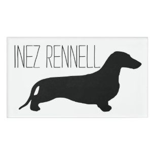 Dachshund silhouette black + your ideas name tag