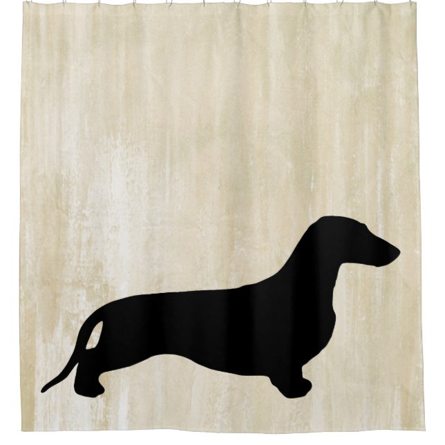Dachshund silhouette black + your ideas shower curtain (Front)