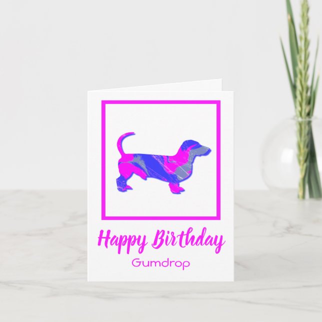 Dachshund Silhouette Dog Funny Birthday Card (Front)