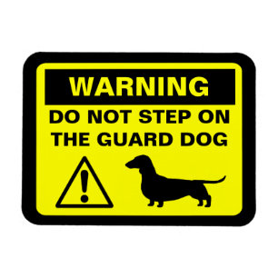 Dachshund Silhouette Funny Guard Dog Warning Sign Magnet