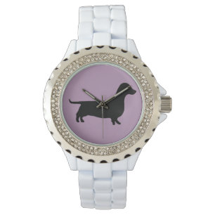 Dachshund Silhouette on any colour background Watc Watch
