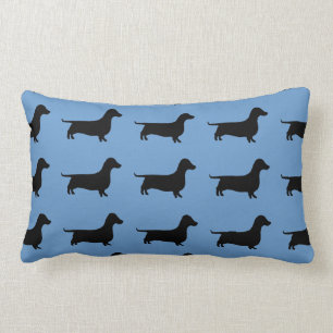 Dachshund Silhouette on Steel Blue or any colour. Lumbar Cushion