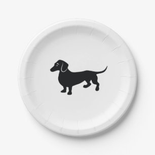 Dachshund Silhouette Paper Plate