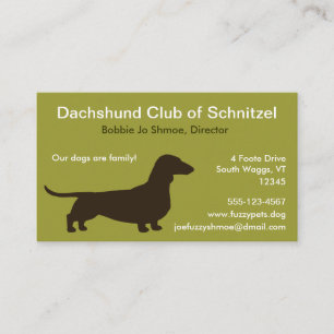 Dachshund Silhouette   Pet Wiener Dog   Weenie Dog Business Card