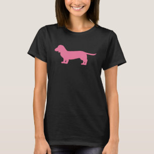 Dachshund silhouette  pink T-Shirt