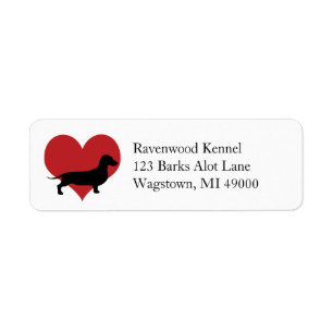 Dachshund Silhouette Red Heart