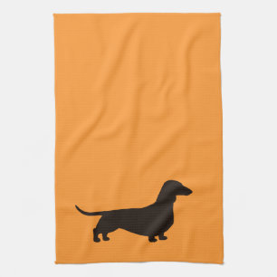 Dachshund Silhouette Short Haired Wiener Dog Cute Tea Towel