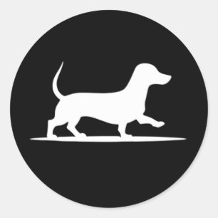 Dachshund Silhouette – Vintage Walking Dog Classic Round Sticker