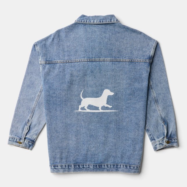 Dachshund Silhouette – Vintage Walking Dog Denim Jacket (Back)