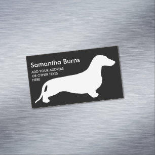 Dachshund silhouette white + your ideas 	Magnetic business card