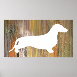 Dachshund silhouette white + your ideas poster