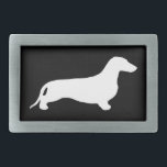 Dachshund silhouette white   your ideas rectangular belt buckle<br><div class="desc">Pretty Animal Graphic Design by EDDA Fröhlich / EDDArt | This Dog Silhouette Image is a must have for Dachshund / Lowrider Lovers!  | You miss other colours or products with this design? Feel free to contact me: contact@eddart.de or have a look here: www.zazzle.com/eddartshop*</div>