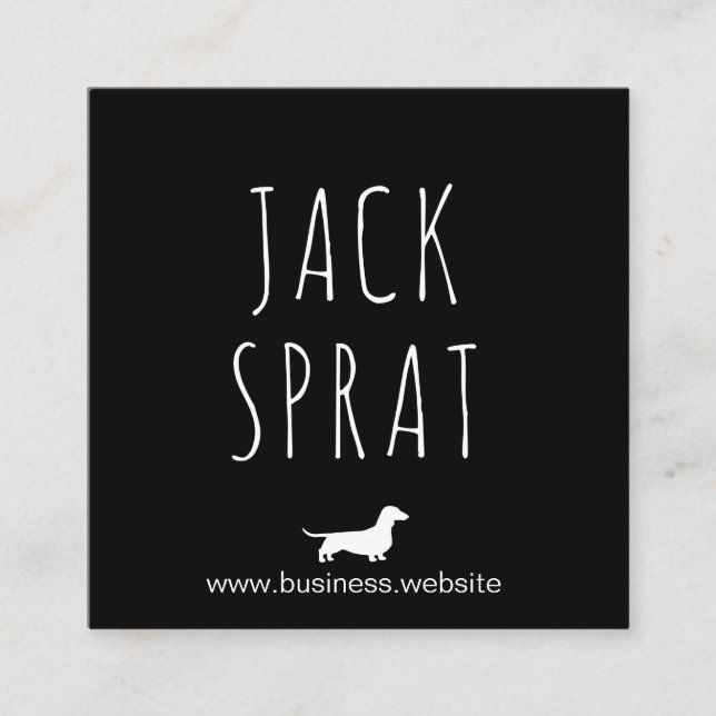Dachshund Silhouette | Wiener Dog Black and White Square Business Card (Front)