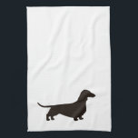 Dachshund Silhouette Wiener Dog Doxie Dachsie Tea Towel<br><div class="desc">Shorthaired Dachshund Silhouette Kitchen Towel. A decorative kitchen towel for wiener dog lovers. This cute hand towel can be folded over a kitchen cabinet handle to display your admiration for weenie dogs. A fun gift for standard and miniature Dachshund lovers. Visit Jenn’s Doodle World for even more Doxie designs and...</div>