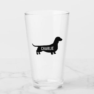 Dachshund Silhouette Wiener Dog Personalised Glass