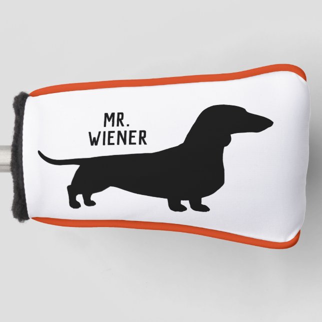 Dachshund Silhouette Wiener Dog Personalised Golf Head Cover (Front)