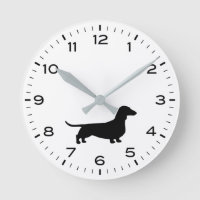 Dachshund Silhouette Wiener Dog Round Clock