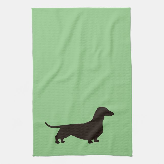 Dachshund Silhouette Wiener Dog Weenie Dog Tea Towel (Vertical)