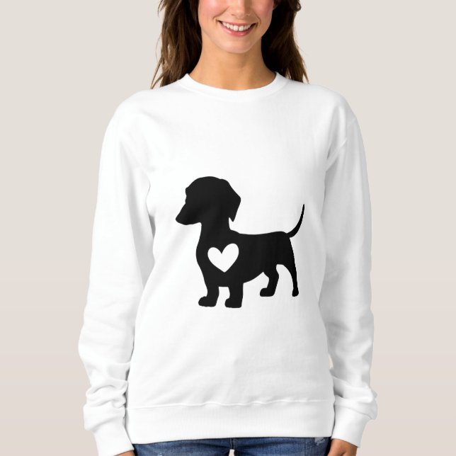 Dachshund Silhouette with Heart Sweatshirt (Front)