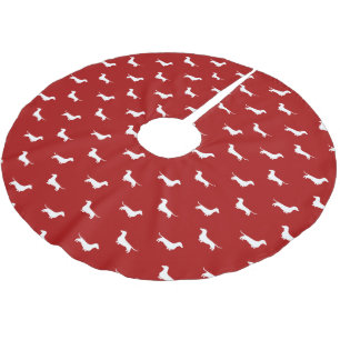 Dachshund Silhouettes Pattern Christmas Holiday Brushed Polyester Tree Skirt