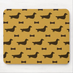 Dachshund Silhouettes Pattern (Long Hair Dachsies) Mouse Mat