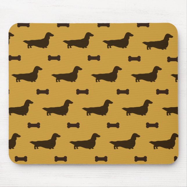 Dachshund Silhouettes Pattern (Long Hair Dachsies) Mouse Mat (Front)