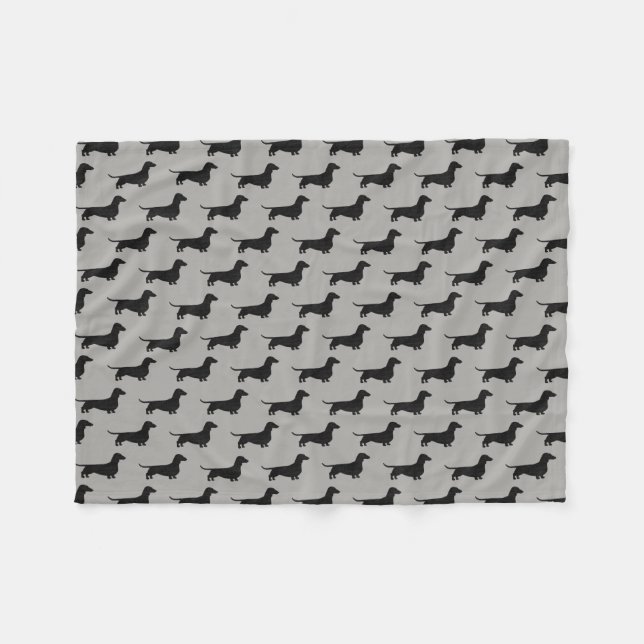 Dachshund Silhouettes Pattern | Wiener Dog Lover's Fleece Blanket (Front (Horizontal))
