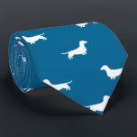 Dachshund Silhouettes Pattern Wiener Dogs Blue Tie<br><div class="desc">Cerulean Blue and White Doxie Lover's Tie. This original Dachshunds pattern neck tie makes a great gift for dog dads! Available in a variety of colours, this cool tie makes a statement for anyone who loves wiener dogs. An awesome gift for the guy who wears a tie for business, or...</div>