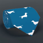 Dachshund Silhouettes Pattern Wiener Dogs Blue Tie<br><div class="desc">Cerulean Blue and White Doxie Lover's Tie. This original Dachshunds pattern neck tie makes a great gift for dog dads! Available in a variety of colours, this cool tie makes a statement for anyone who loves wiener dogs. An awesome gift for the guy who wears a tie for business, or...</div>