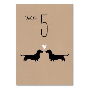 Dachshund Silhouettes Wedding Reception Table Number