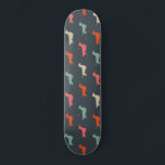 Dachshund Silhouettes Wiener Dog Lover's Skateboard<br><div class="desc">Dachshund Lover's Skateboard. Colourful silhouettes pattern with long haired,  wirehaired and smooth coated wiener dogs. Visit Jenn’s Doodle World for even more products with this fun Doxies design,  as well as more dog breed themed gifts.</div>