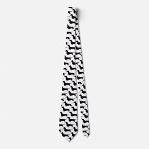 Dachshund Silhouettes Wiener Dogs Black and White Tie