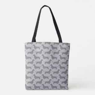 Dachshund Silhouettes Wiener Dogs Patterned Grey Tote Bag