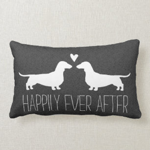 Dachshund Silhouettes with Heart Cute Dog Lover's Lumbar Cushion