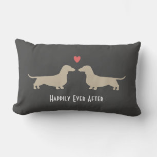 Dachshund Silhouettes with Heart Wiener Dogs Cute Lumbar Cushion